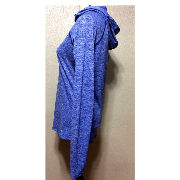 Under Armour Run HeatGear Hoodie Fitted Long Sleeves Blue Oversized Size Small - Picture 2 of 11